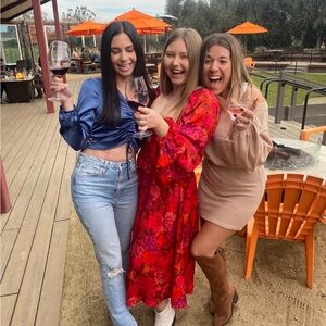 For love & lemons red floral dress